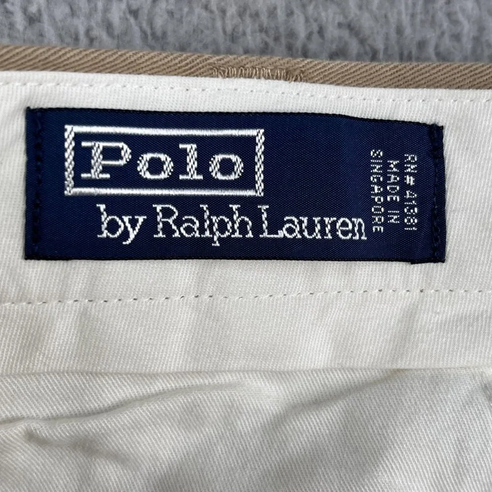 Polo Ralph Lauren Pants Mens 36x32 Tan‎ Chino Straight Flat Front Cotton Classic